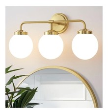 Gold Bathroom Vanity Light Fixtures Over Mirror, Modern Brass 3 Lights Wall...