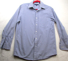 Tommy Hilfiger Shirt Mens Medium Blue Gingham Check Regular Fit Long Sleeve