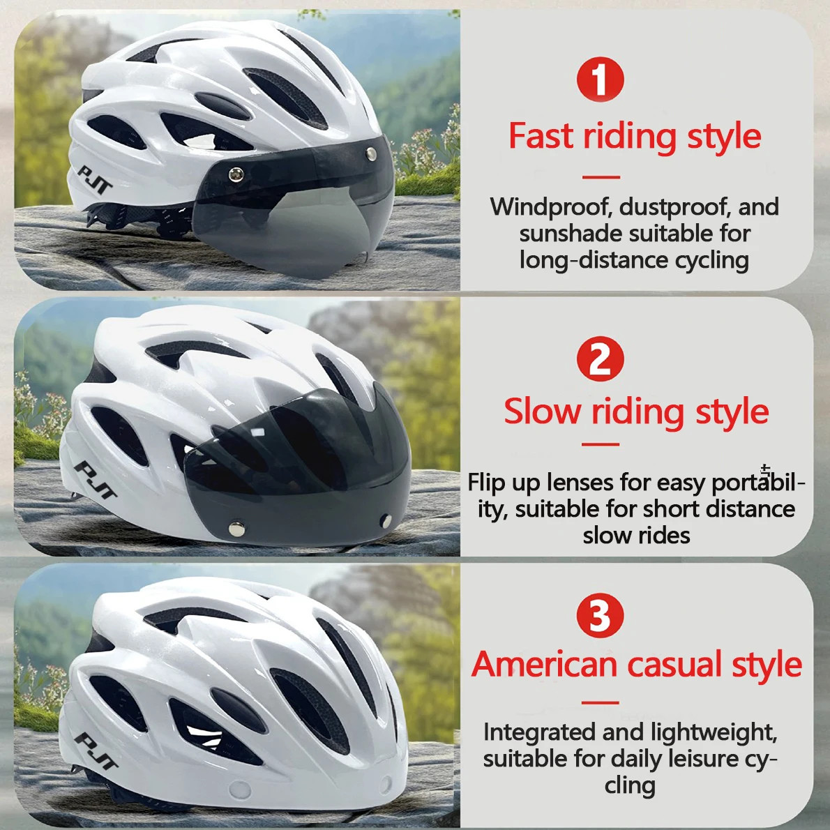 Casco da Ciclismo PJT con Occhiali Magnetici foto 3