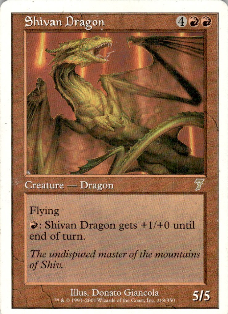 2001 Seventh Edition Magic The Gathering Shivan Dragon 218/350 LP