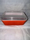 Rare Vintage Pyrex Red Refrigerator Dish 1.5 pint Dish With Lid 0502