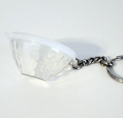 Tupperware  mini ICE PRISM BOWL KEY CHAIN white seal clear faceted bowl NOS