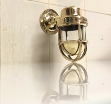 Maritime Schiff Bergungsleuchte mit Glasschirm Antik Messing Schwan Wandleuchter