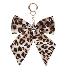 Leopard Print Bow Bag Charm for Woman, Stylish Leopard Print Bow Keychain Access