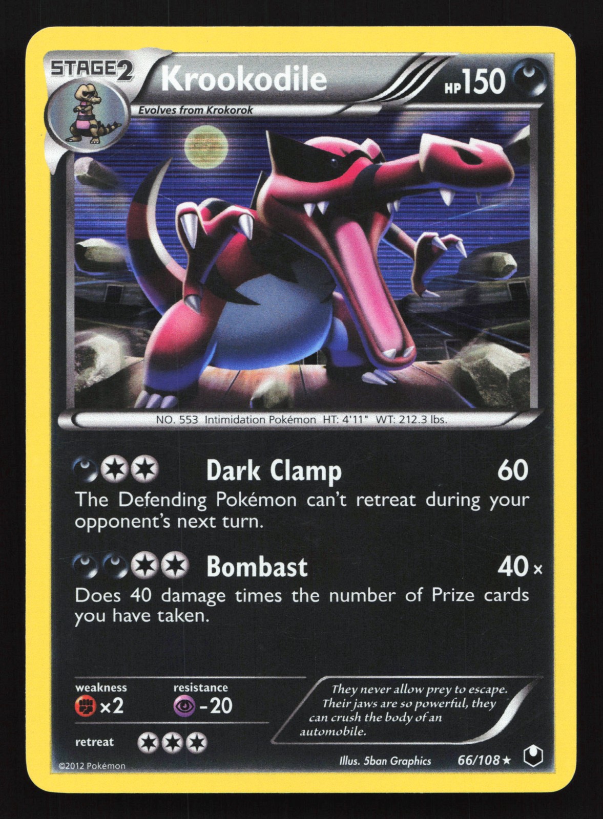 Krookodile 66/108 Dark Explorers Holo Rare Pokemon Card