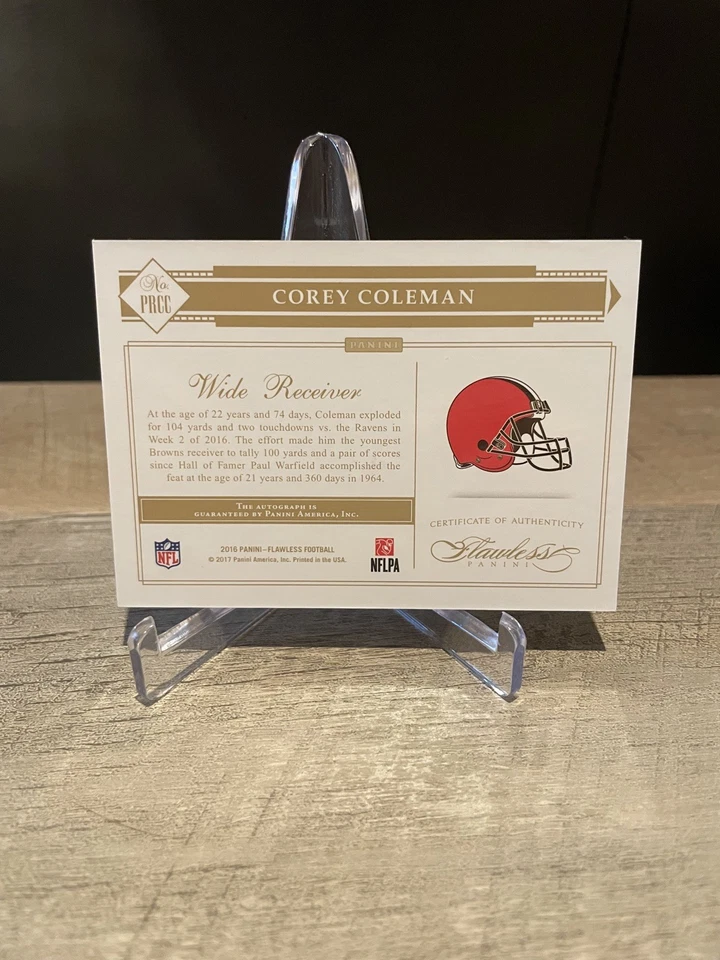 2016 Panini flawless rookie progression signatures Corey Coleman 1/1 - Image 2 of 2