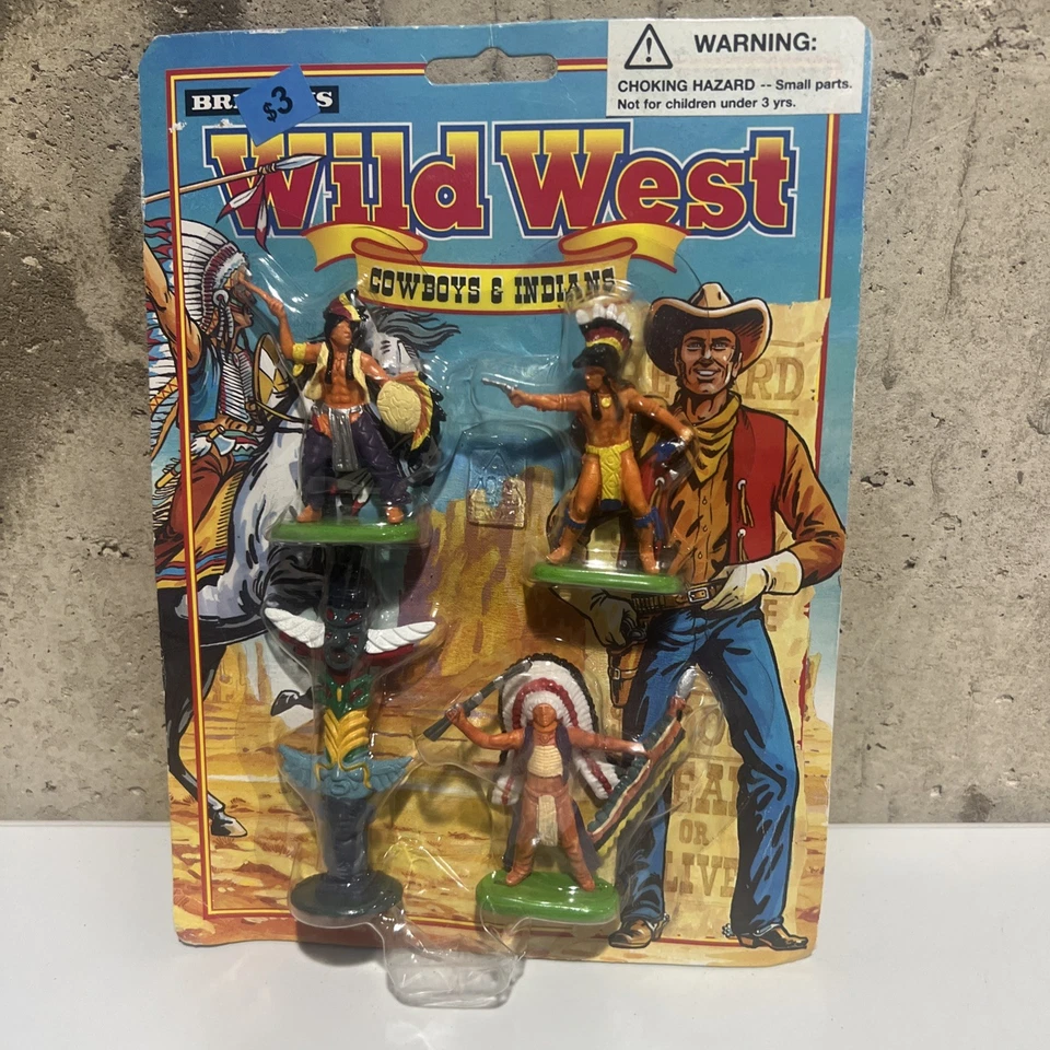20 世纪 90 年代英国狂野西部牛仔和印度人玩具套装 6 件套 — 第 3/4 张图片