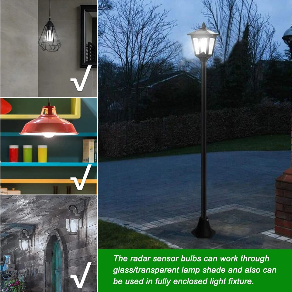 Radar Motion Sensor Light Bulb, 2 Pack A21 15W (100W Daylight 5000k - Image 4 of 4