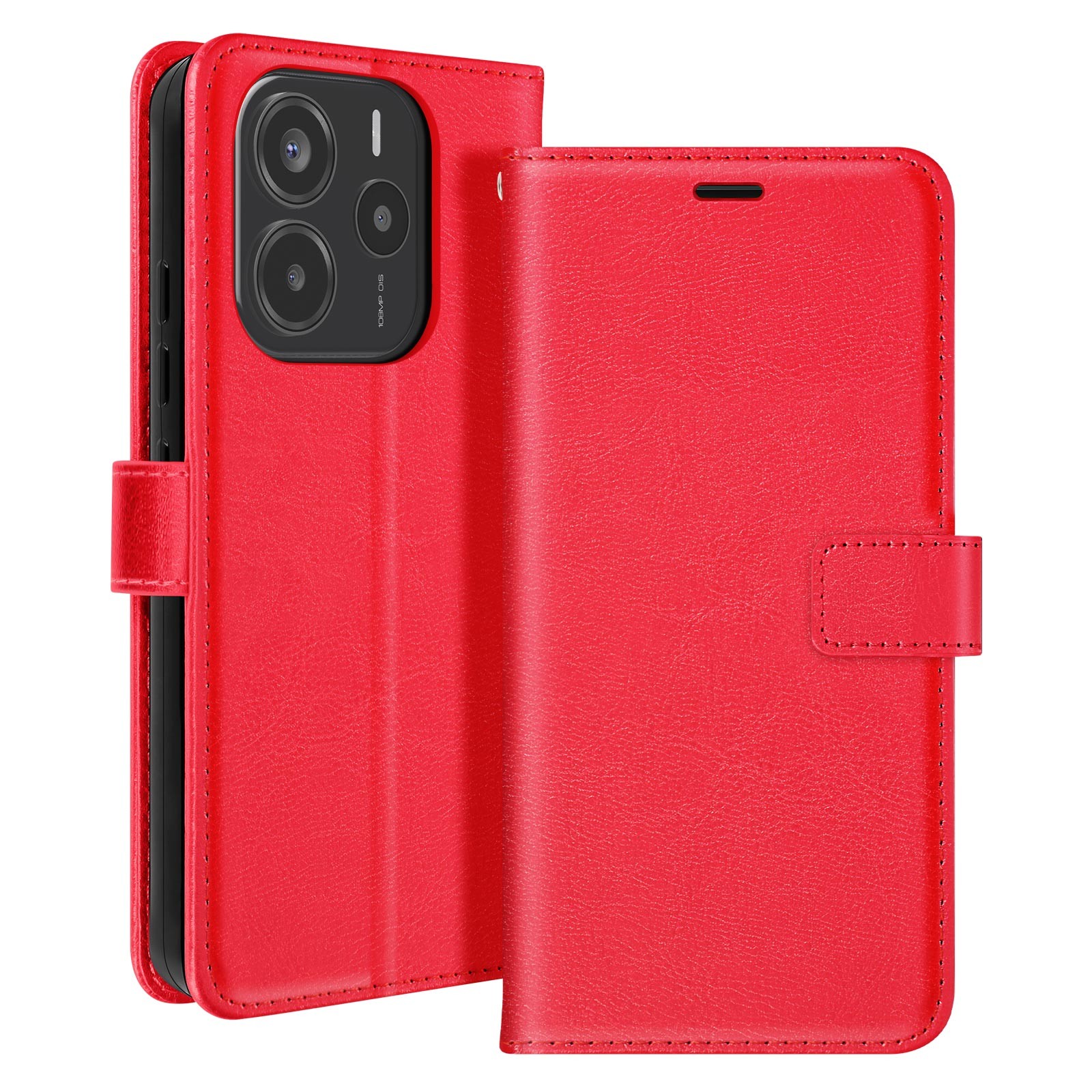 Coque Xiaomi Redmi Note 14 4G Mayaxess étui portefeuille en cuir PU rouge chic