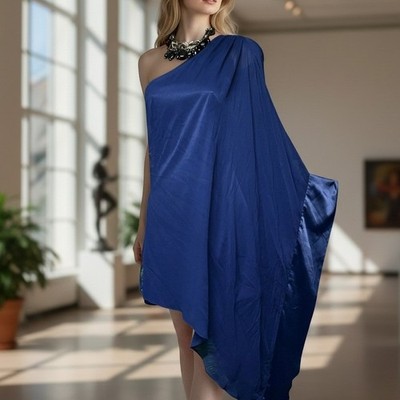 guess marciano blue dress by XS 100% Silk One Shoulder Asymmetrical Draped 4098 For the resources that atf-sm-01.14.26 Royal Blue Wedding Midnight Color:CREAM CHARCOAL