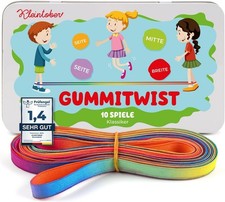 Premium Gummitwist Kinder mit Anleitung für Spiele Hüpfgummi Twister