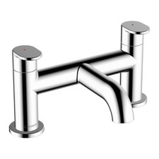 Image of Hansgrohe Vernis Blend Bathroom Bath Mixer Tap Twin Lever Chrome Modern Curved