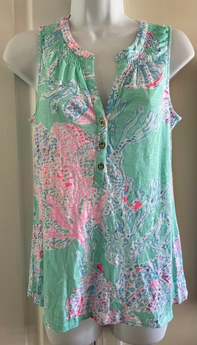 NEW WITH TAGS, Lilly Pulitzer Minty Fresh FanSea Sleeve Top SIZE SMALL