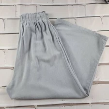 Anrabess Wmn's Small Linen High Waist Cropped Wide Leg Pants Trousers Grey