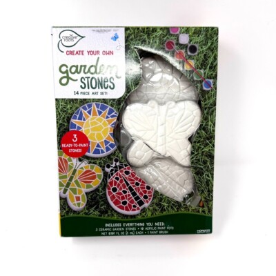 Creative Roots Create Your Own Garden Stones - 14 Piece Art Set - Damaged