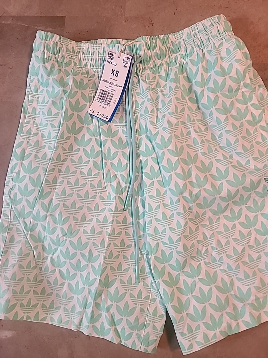 Adidas Shorts XS Mens Logo MONO AOP Travel Easy Green HZ4162