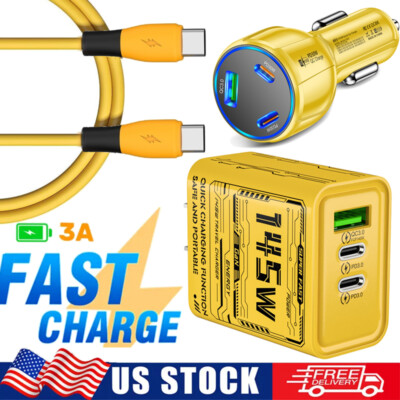 145W GaN USB C Super Fast Wall Charger 4FT Cable For iPhone 16 15 Pro Max 14 13