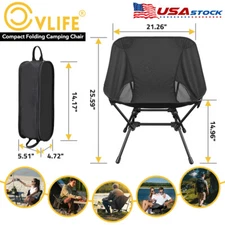 Portable Camping Chair Folding Backpacking Chair - Outdoors Fishing Hiking Black