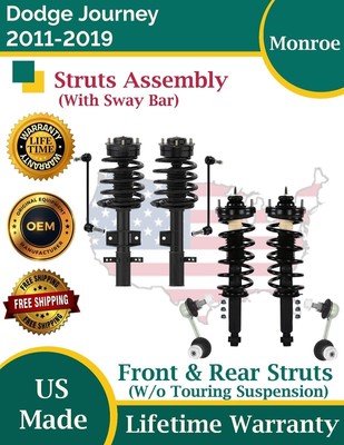 Monroe OEM Front & Rear Struts & Sway Bar For 2011-2020 Dodge Journey 2.4L 3.6L