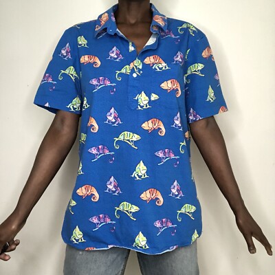 Chubbies Blue Short Sleeve Cotton Shirt Size XL