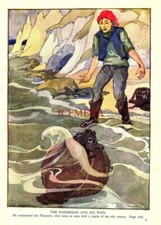 'The Fisherman  His Wife' Children's Bookplate 1935 Anne Anderson Print 155J