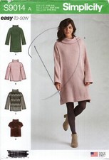 Simplicity S9014 Sweater Weather Cowl Neck Tunics & Tops Sz 4-26 UNCUT Pattern