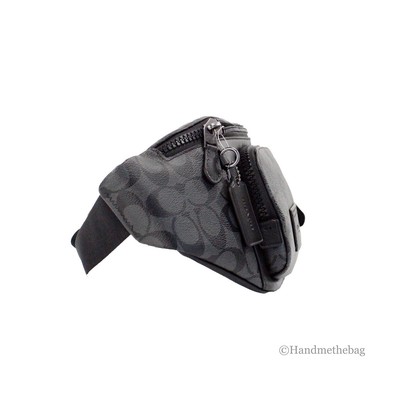 Coach Track Belt Bag In Signature Canvas Gunmetal/Charcoal/Black  