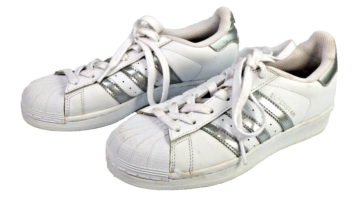 superstar white with silver stripes