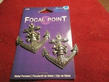 (2) Sweet Beads Focal Point Skull Head & Anchor Metal Pendants ~ MINT IN PACK
