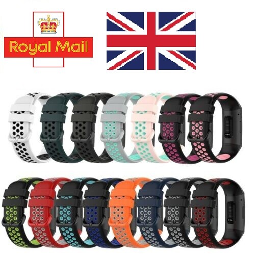 Cinturino Orologio in Silicone Traforato Due Colori per Fitbit Charge 3/4 SE Cinturino Sportivo - Foto 1 di 19