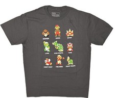 Nintendo Super Mario Bros Classic Character Gray Short Sleeve Shirt Choose Size