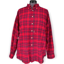 Pendleton Men’s 100% Virgin Wool Red Plaid Flannel Shirt Size Large Made in USA