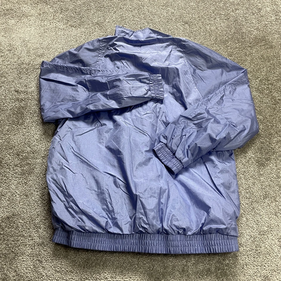 Chaqueta cortavientos Haband para mujer azul medio cremallera completa acolchada hombros vintage Foto 2 de 4