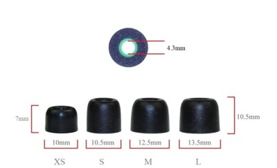 6 pairs memory foam replacement earbud tips - see list of compatible earphones