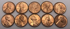 Lot Of 10 Mint State 1963 D Red Beautiful Memorial Cents See Photos