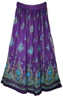 Plus Size XL To 2X Indian Ethnic Floral Sequin Maxi Skirt For Women Boho Retro
