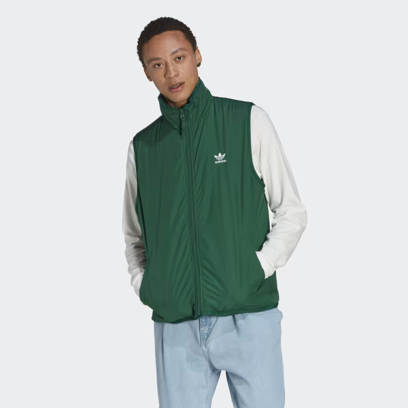adidas Men's Essentials+ Fluffy Fleece Reversible Trefoil Vest