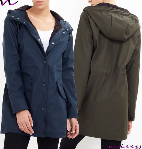 NEW Womens RUBBERISED HOODED RAIN MAC 