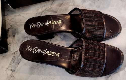 Yves St. Laurent NICOLE Leder/Netz/Schuhe; offene Pantoletten Sandalen; 5,5M; ITALY/TLC - Bild 8 von 24
