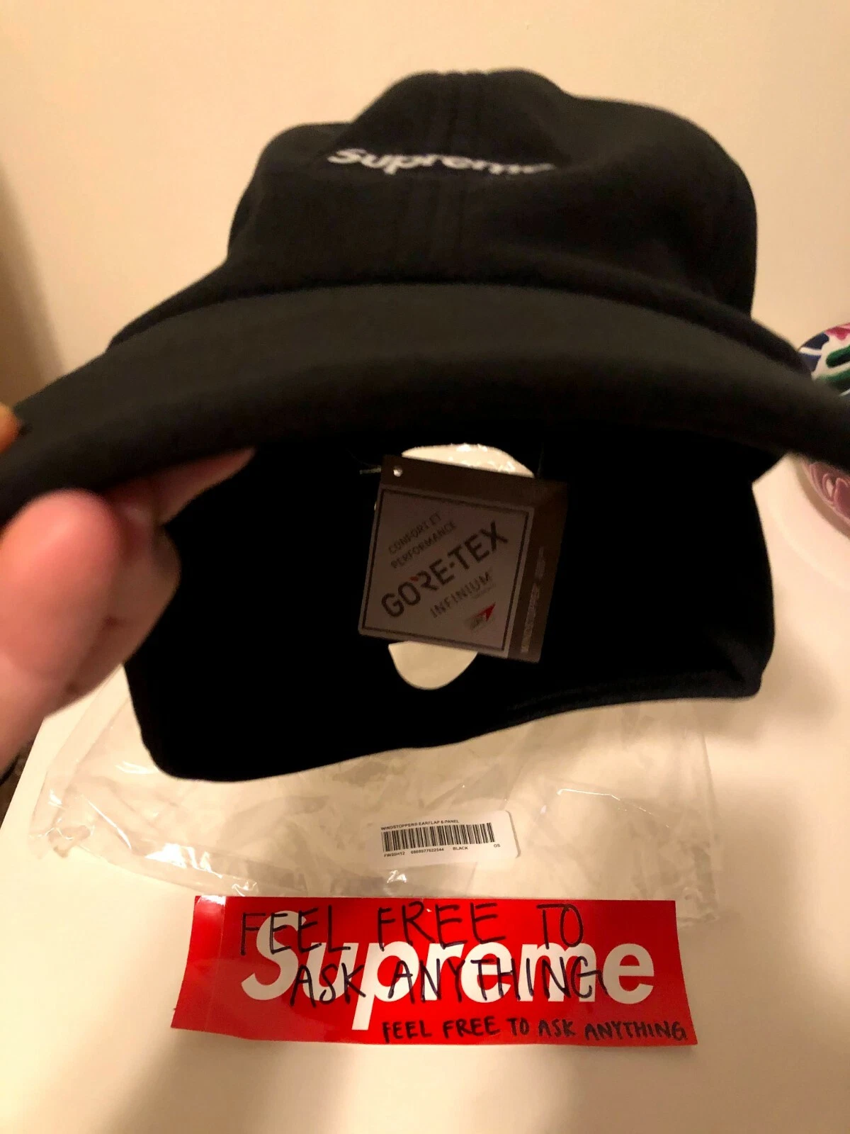 Supreme WINDSTOPPER Petite Boîte Earflap 6 Panneaux Capuchon Noir NEUF LIVRAISON GRATUITE