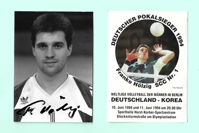 Franko Hölzig GER Volleyball Foto 10x15 original Autogramm +Länderspielflyer