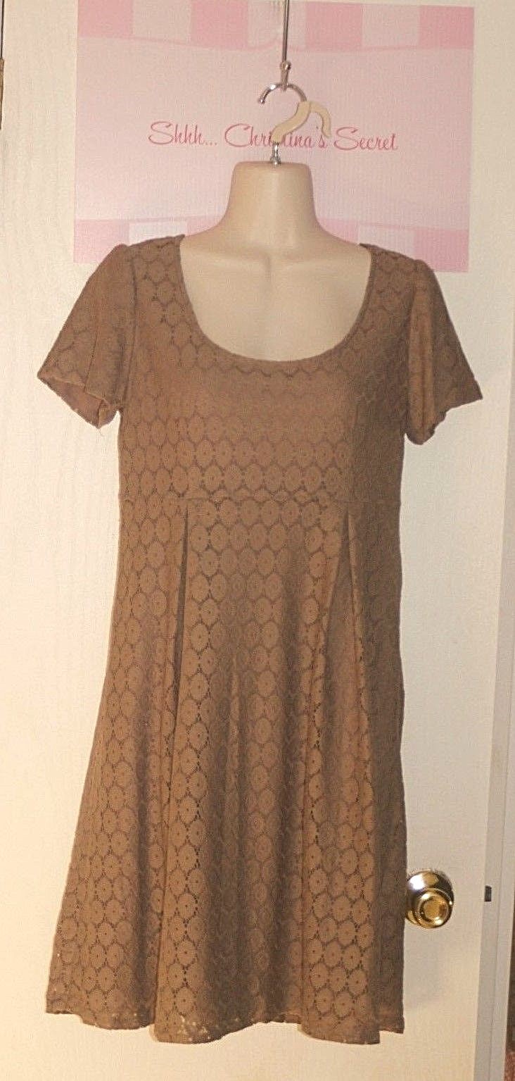 Brown Lace Lined Empire Dress by Rabbit Rabbit Rabbit Designs in Size 6 VG Condition-image