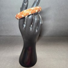 Vintage Gold Toned Hinged Bangle Pearlized Enamel with Rhinestones NWOT BL-01 