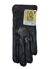 CONROY GLOVES, BLACK LEATHER WRIST LENGTH GLOVES, UNLINED, WOMEN'S M, NWT