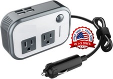 Inversor de Corriente de Coche de 200 W CC 12 V a 110 V AC Convertidor con 4 Pue