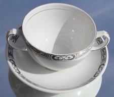 CUNARD WHITE STAR LINE RMS QUEEN MARY 2ND CL ART DECO BULLION CUP & SAUCER A/F