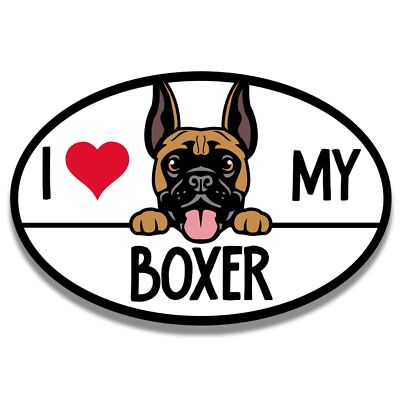 Magnet Me Up I Love My Boxer Dog Breed Car Magnet, 4x6 Inches Oval