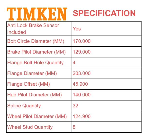 Cubo de rolamento de roda dianteira 4WD Timken para Ford F250 F350 Super Duty 8 lugares G04 B4 - Imagem 3 de 4