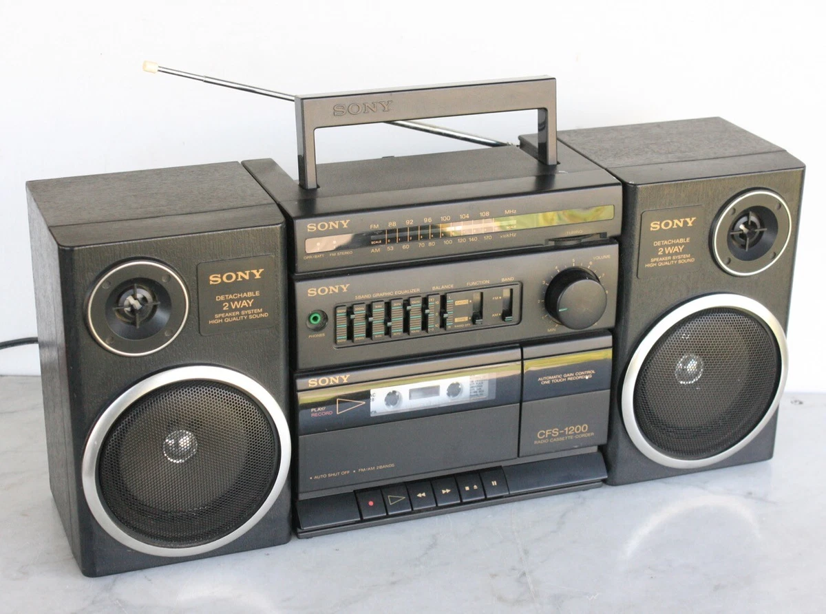 Vintage 80&#039;s Black SONY Radio Cassette Portable Stereo Boom Box CFS-1200 | eBay