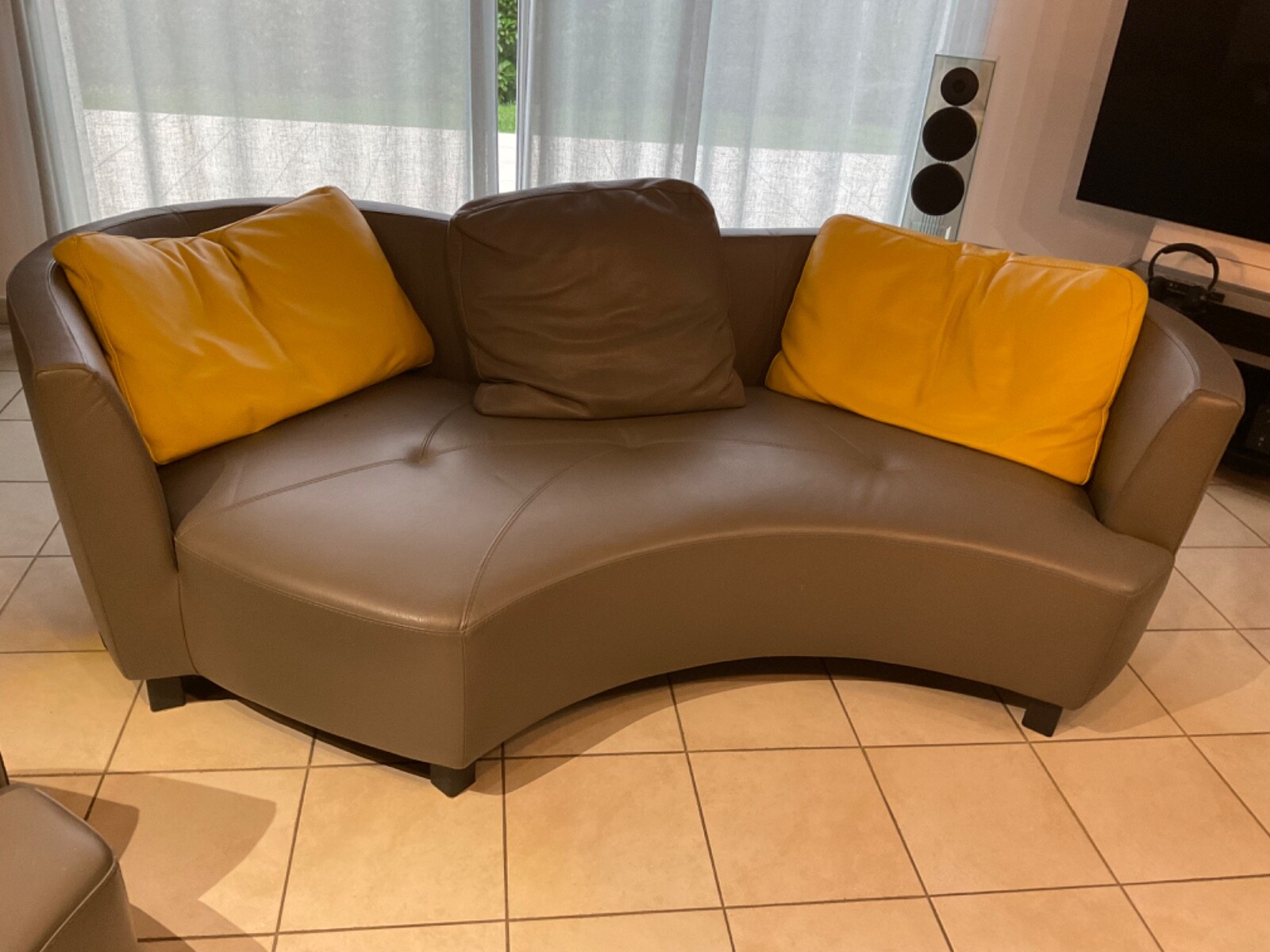 Canapé cuir Roche Bobois marron 3 places - Ameublement